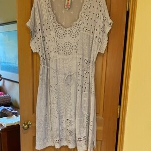 Johnny Was Lavender Eyelet Dress with Slip